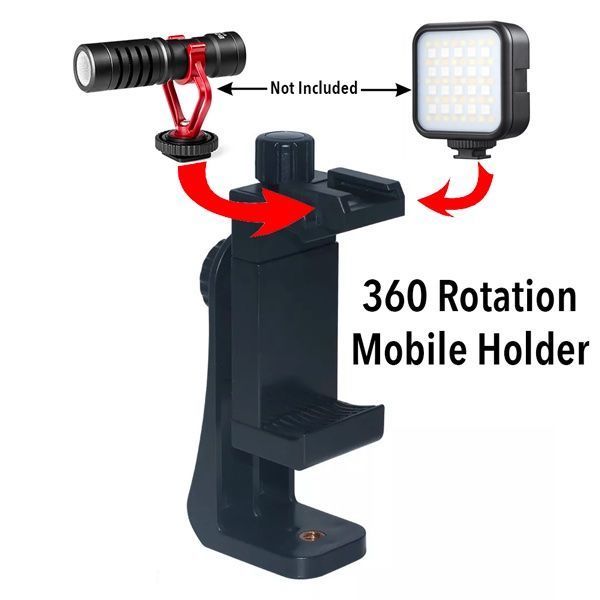 Picture of 360 Degree Mobile Holder With Cold Shoe Mount For Extra Microphone Or Led Light