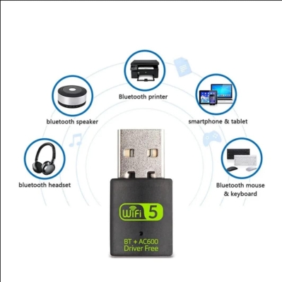 Picture of TECHG 600Mbps Dual Band WiFi + Bluetooth Adapter For Windows PC/Laptop- (Driver Free Version, WiFi Hotspot Supported, 2.4GHz + 5GHz)