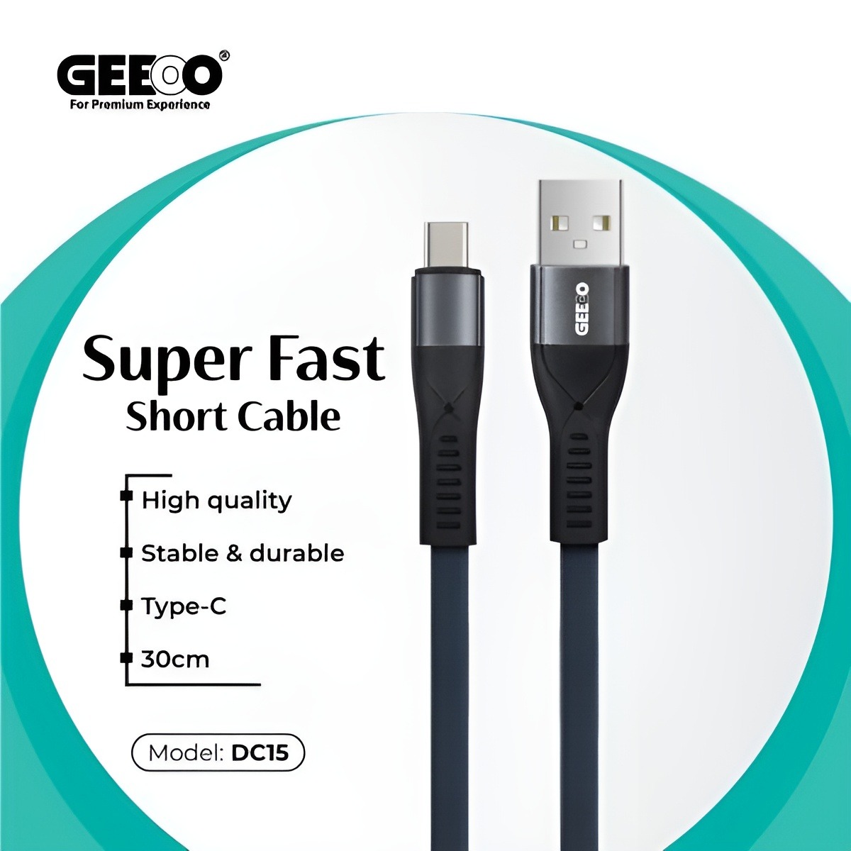 Picture of Geeoo DC-15 3A Type-C Short Cable – 30cm