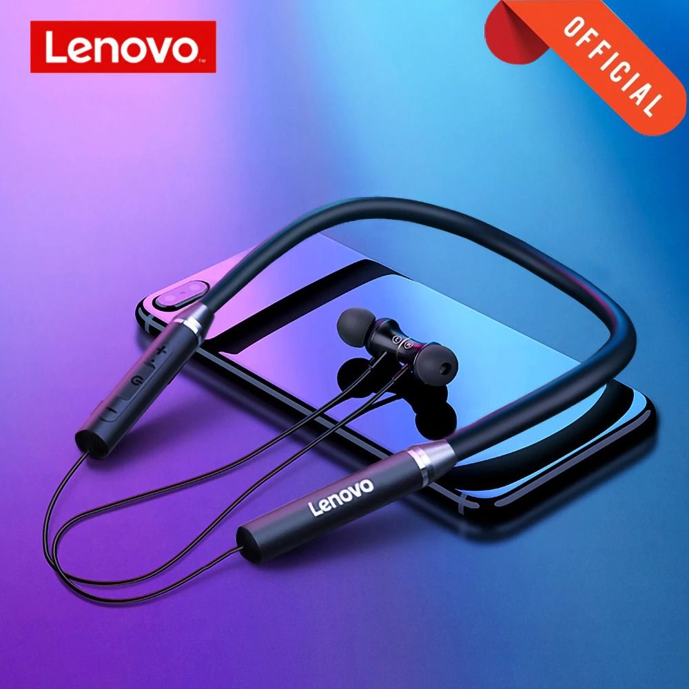 Picture of Lenovo HE05 Neckband (Original)- hedphone Black Color