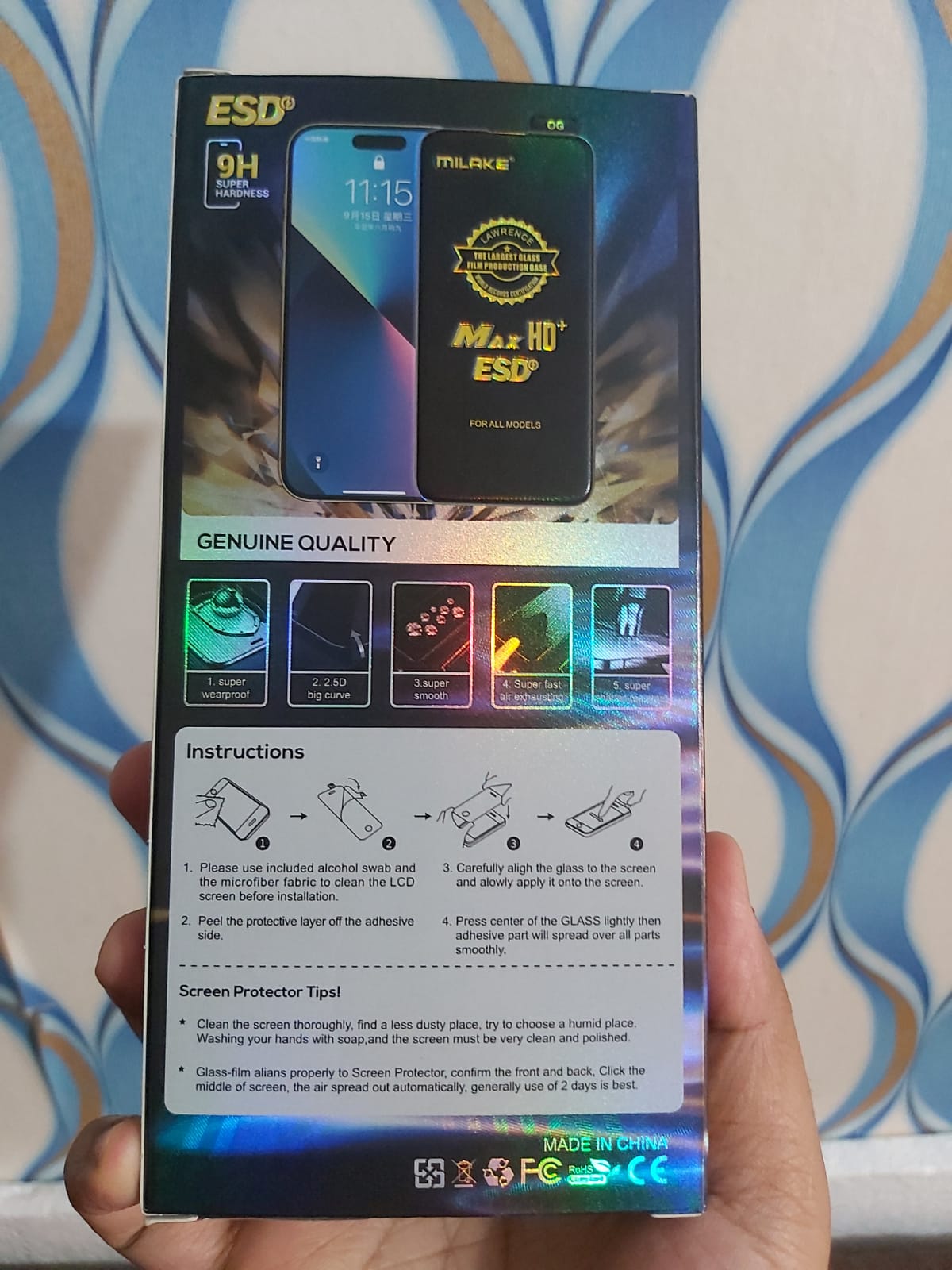 Picture of for vivo Y11/y12/y15/y17/u1o/y3/y3s Premium Quality Rainboo Screen Protector wipes free