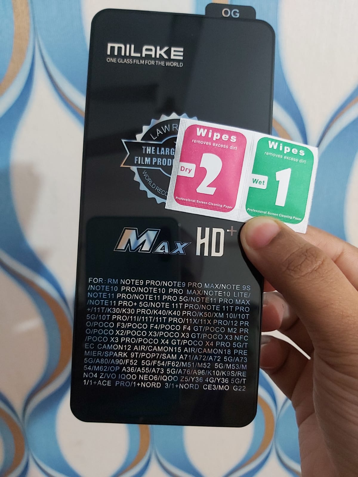 Picture of For Xiaomi Redmi Note  OG SUPPER PREMIUM  LARGEST  Rinbo Tempered Glass Screen Protector withe wipes free