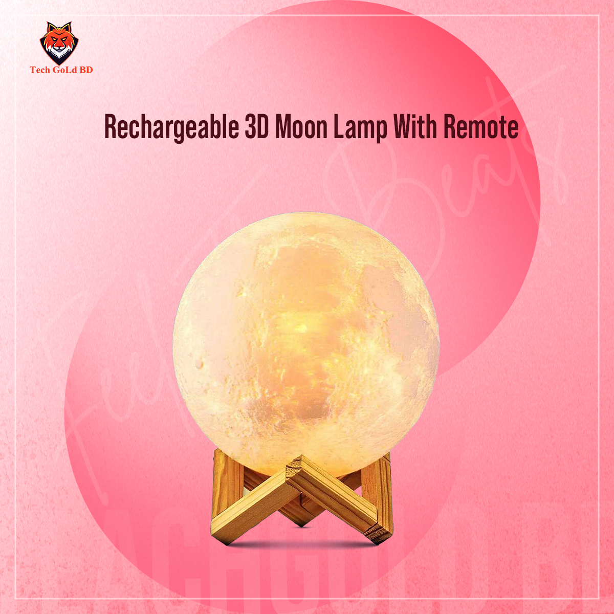 Picture of Rechargeable 3D Moon Lamp With Remote 8cm