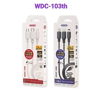 Picture of WK WDC-103th 3 In 1 Micro Lightning Type C 2A Max Fast Charging USB Cable