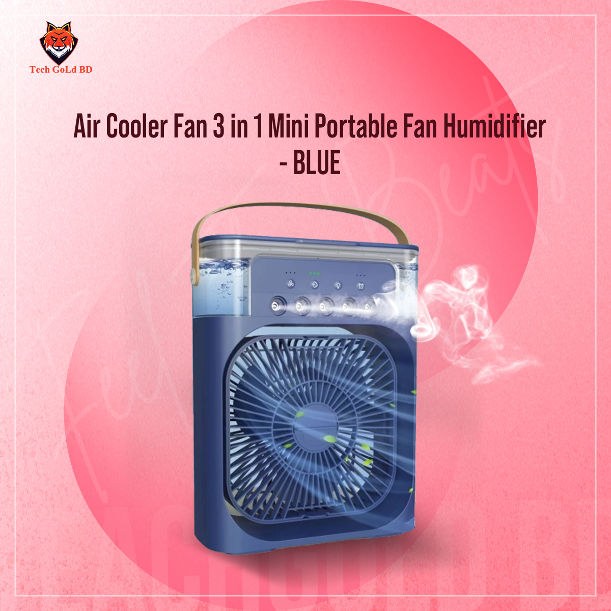 Picture of Air Cooler Fan 3 in 1 Mini Portable Fan Humidifier with 7 Colors LED Light Air Cooler 600ml Water Tank Air Cooling FanThis is NOT a rechargeable fan