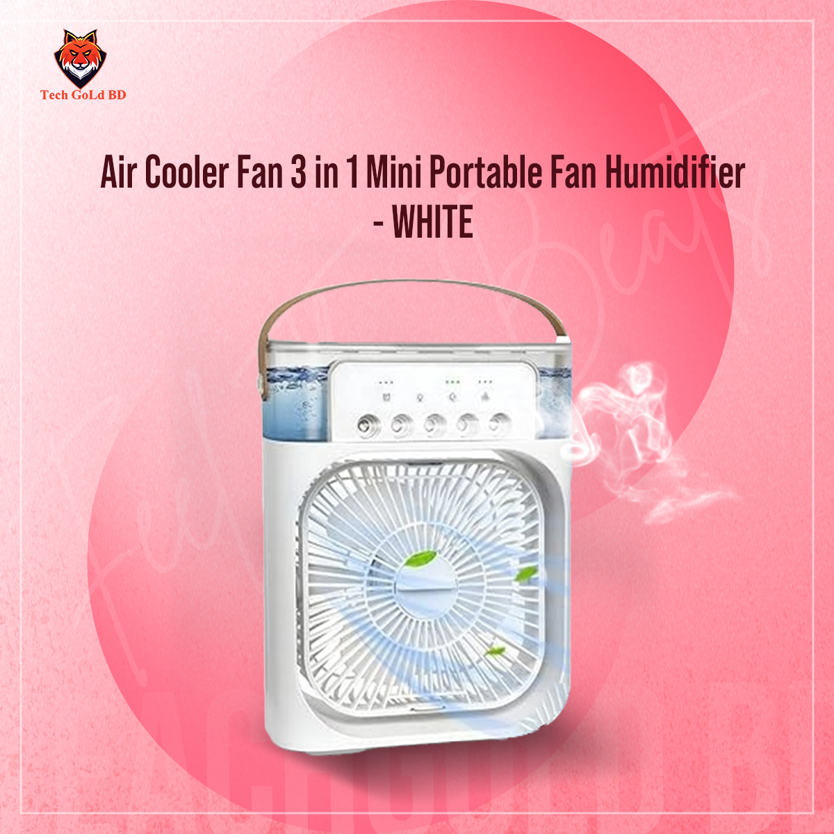 Picture of Air Cooler Fan 3 in 1 Mini Portable Fan Humidifier with 7 Colors LED Light Air Cooler 600ml Water Tank Air Cooling FanThis is NOT a rechargeable fan