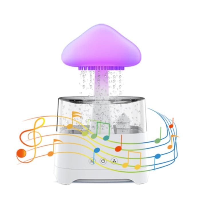 Picture of 5 IN 1 Bluetooth Speaker Rain Cloud Humidifier, switchable 7 colors, 450ml capacity super quiet, intelligent anti-dry function