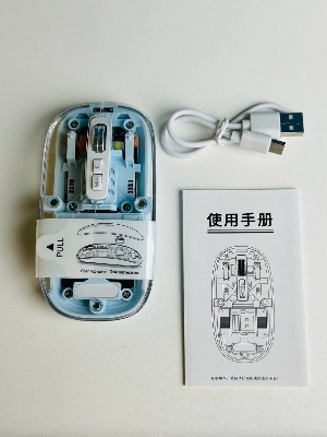 Picture of Techg WM30 Transparent Crystal 2.4G + Bluetooth Magnetic Wireless Mouse- White Color