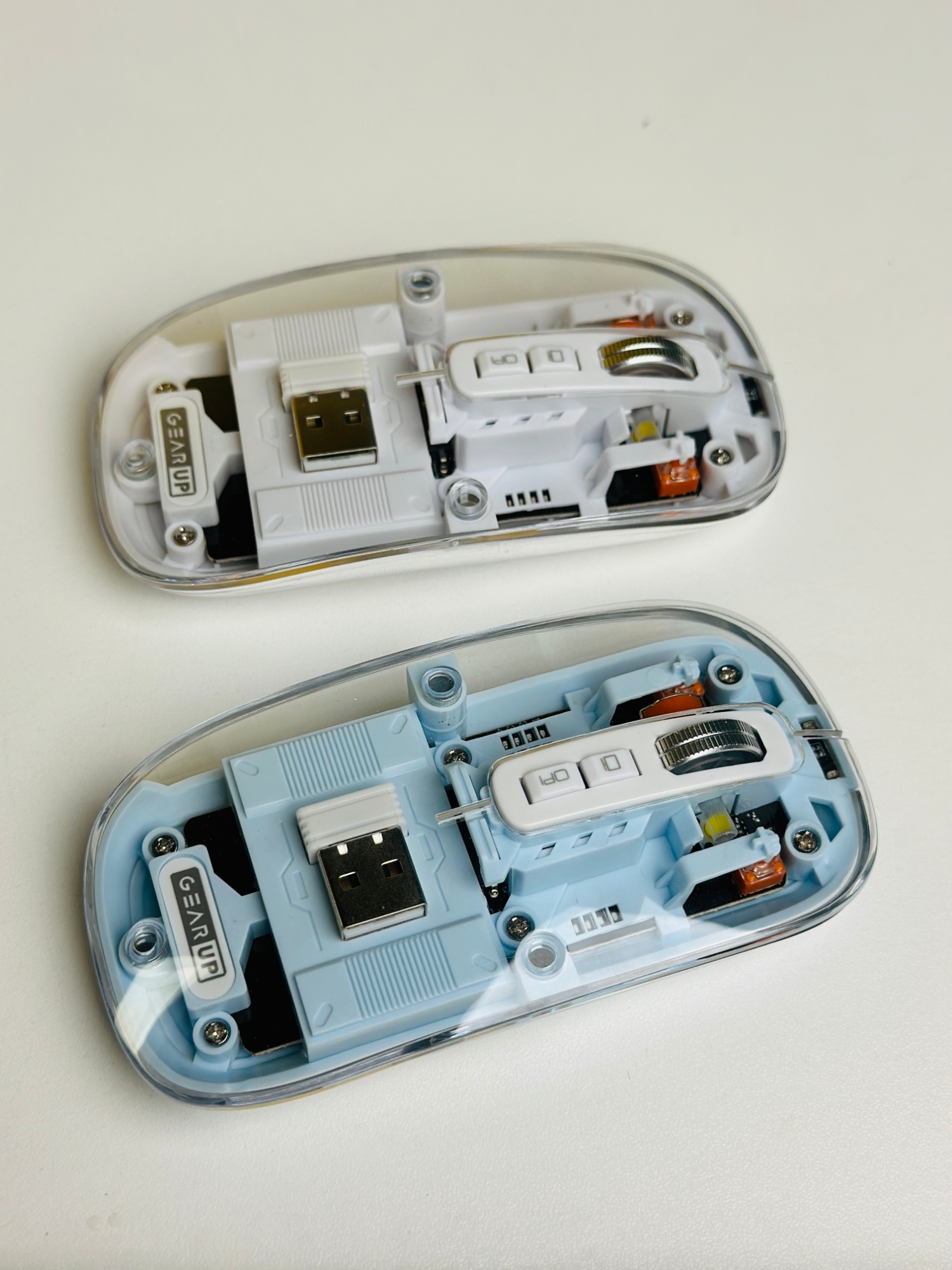 Picture of Techg WM30 Transparent Crystal 2.4G + Bluetooth Magnetic Wireless Mouse- White Color