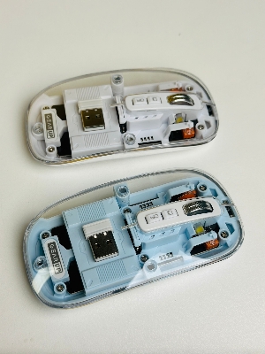 Picture of Techg WM30 Transparent Crystal 2.4G + Bluetooth Magnetic Wireless Mouse- White Color
