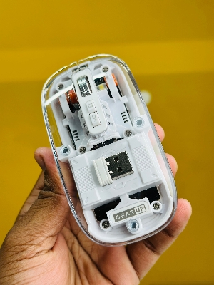 Picture of Techg WM30 Transparent Crystal 2.4G + Bluetooth Magnetic Wireless Mouse- White Color