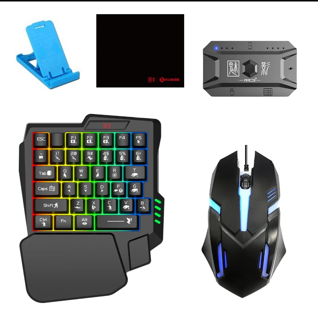 Picture of TechG K190 Mobile Gaming RGB Keyboard & Mouse Converter Combo Support For Android & IOS PC  Mobile Game Accessories