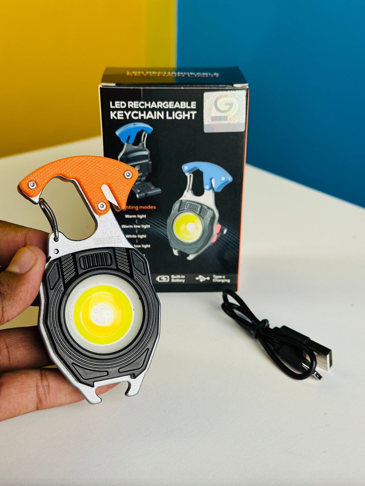 Picture of TECHG SG-61 Multifunctional Rechargeable Keychain Survival Gear with Lighte