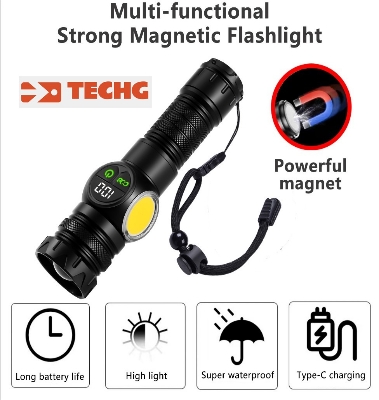 Picture of TechG K60 Rechargeable Flashlight 10W COB + LED Torchlight 5000,mah Battery/● Made in japan