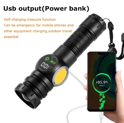 Picture of TechG K60 Rechargeable Flashlight 10W COB + LED Torchlight 5000,mah Battery/● Made in japan