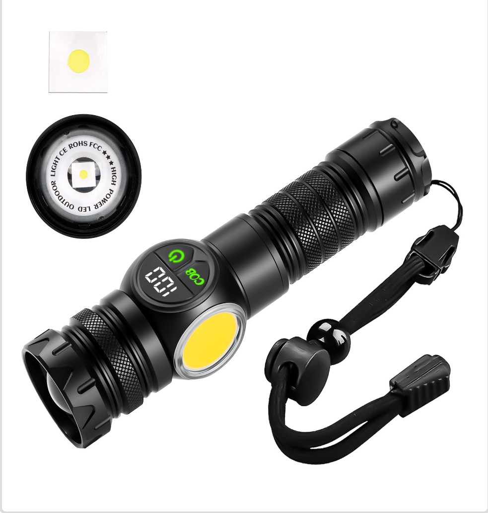 Picture of TechG K60 Rechargeable Flashlight 10W COB + LED Torchlight 5000,mah Battery/● Made in japan