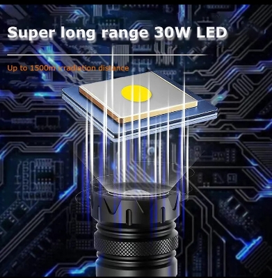 Picture of TechG K60 Rechargeable Flashlight 10W COB + LED Torchlight 5000,mah Battery/● Made in japan