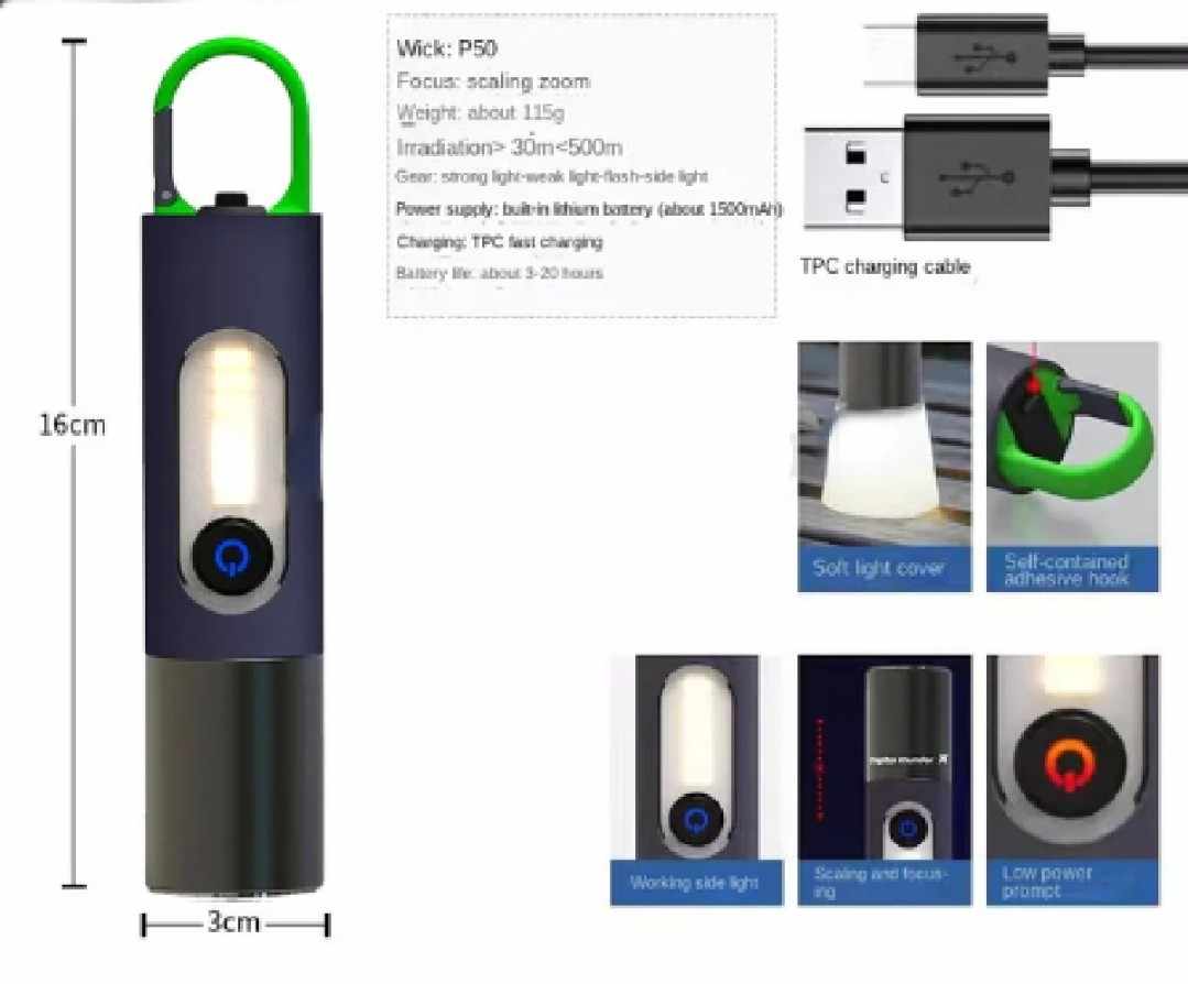 Picture of Rechargeable Flashlight Powerful Laser Camping Usb Long Duration Flash Lamp Super High Power Brightness LED Portable Flash Lamp