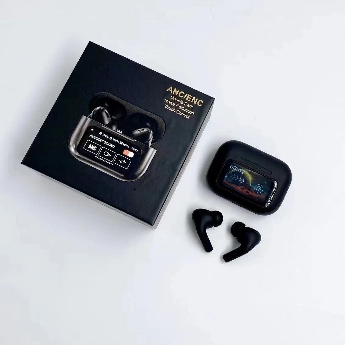 Picture of A9 Pro ANC Touch Screen Display Earbuds – Black
