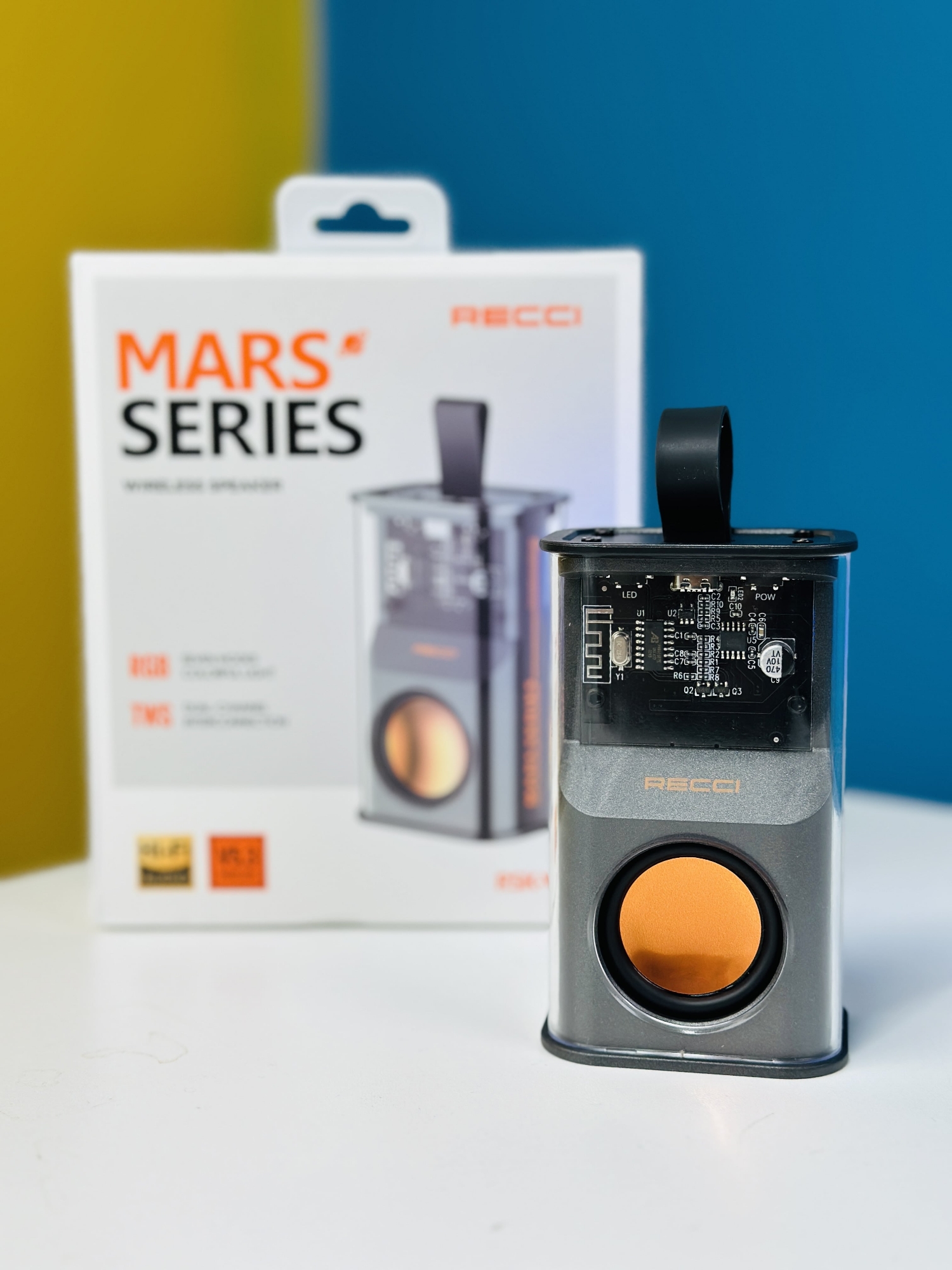 Picture of RECCI RSK-W30 Transparent Wireless Speaker with RGB Light- Black Color