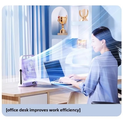 Picture of TECHG M10  Portable Desktop AC/DC Fan Multifunctional Folding Type-C Rechargeable Fan With Digital Display 6000mah Battery