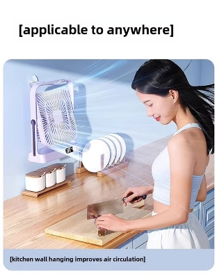 Picture of TECHG M10  Portable Desktop AC/DC Fan Multifunctional Folding Type-C Rechargeable Fan With Digital Display 6000mah Battery