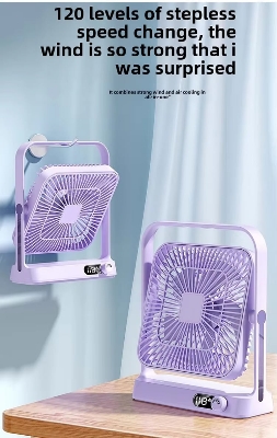 Picture of TECHG M10  Portable Desktop AC/DC Fan Multifunctional Folding Type-C Rechargeable Fan With Digital Display 6000mah Battery