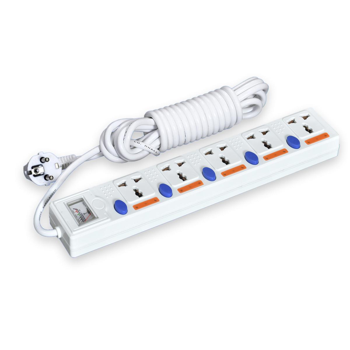 Picture of Maxline 5 Gang Multi Extension Socket Model: ML-255-2pin Plug/ 5 Miter Wire (16 Fit/Hand Long Wire)
