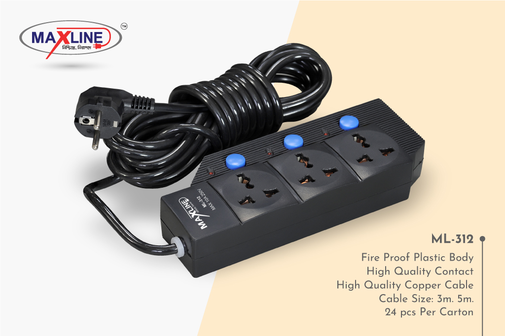 Picture of Maxline  Heavy Duty Multiplug 3 Gang Model-ML-312- 2 Miter Wire/7 Fit