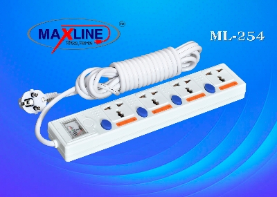 Picture of Maxline 4 Gang Multi Extension Socket Model: ML-254-2pin Plug/ 3 Miter Wire (10 Fit/Hand Long Wire)