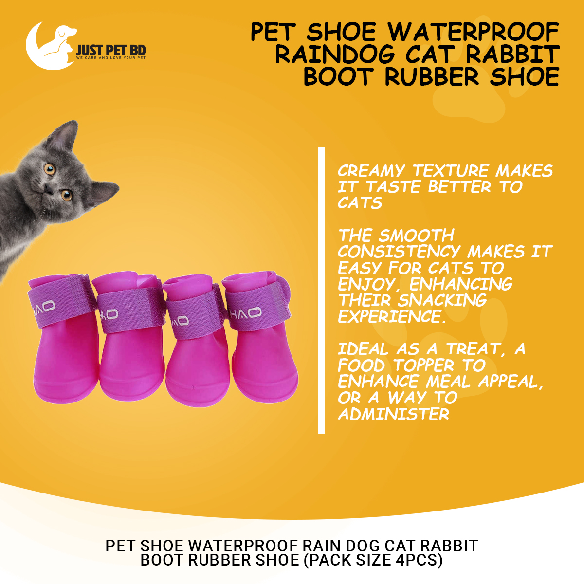 Picture of Pet Shoe Waterproof Rain Dog Cat Rabbit Boot Rubber Shoe (Pack Size 4Pcs), Shoe Size: M