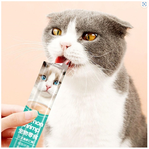 Picture of Cat Treat Snacks Chicken Tuna Salmon Flavor Cat Wet Snacks Food Pet Food 2 Flavour Mix  (Combo Pack 10 Pices )