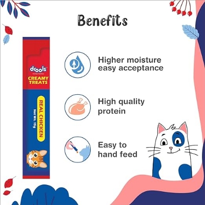 Picture of Drools Creamy cat Treats, Real Chicken, 375 gm (Pack of 25)