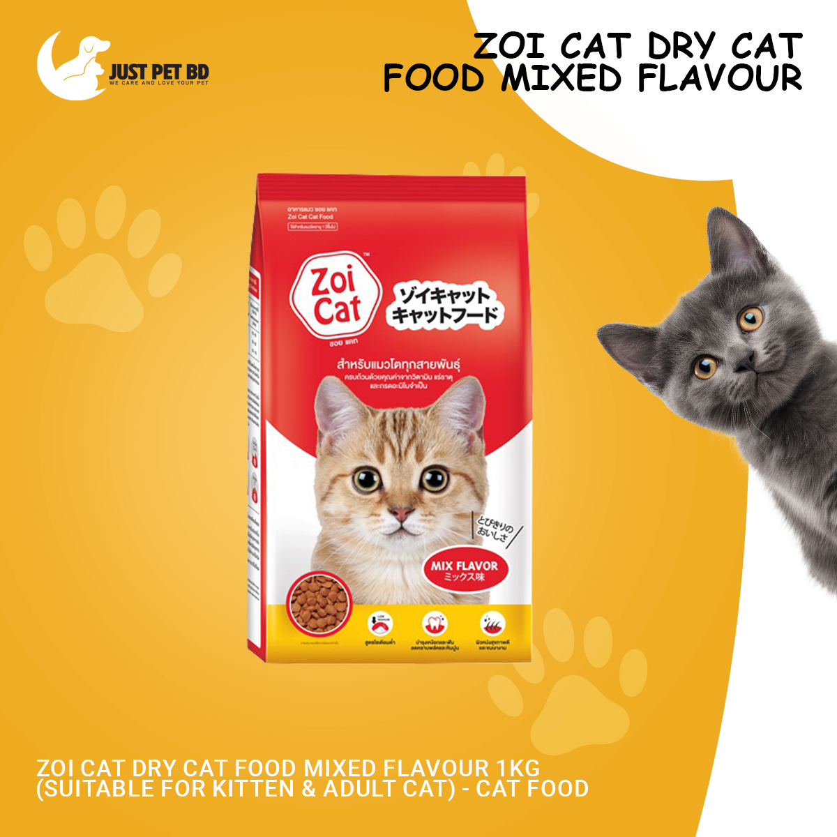 Picture of Zoi Cat Dry Cat Food Mixed Flavour 1Kg (Suitable For Kitten & Adult Cat) - Cat Food