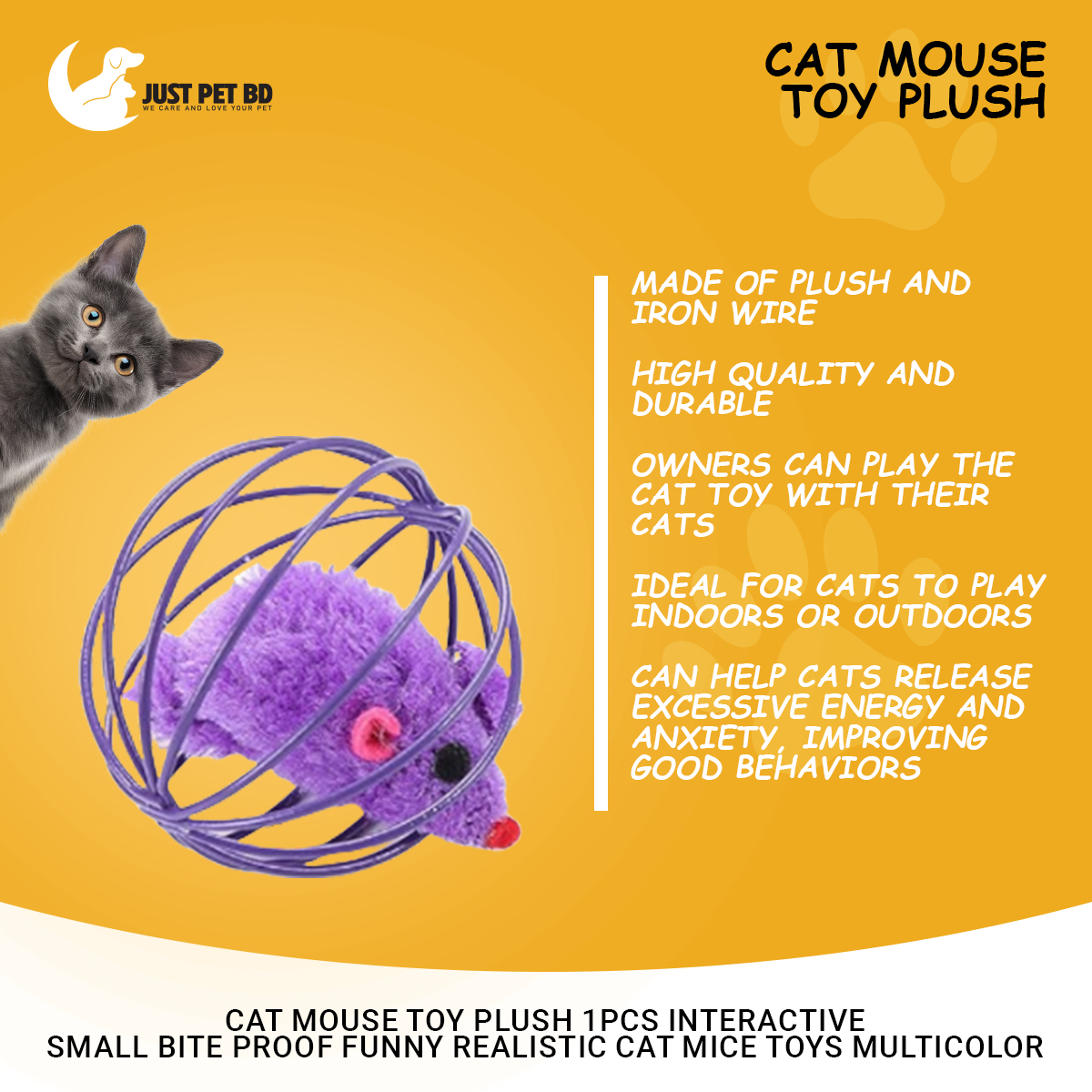 Picture of Cat Mouse Toy Plush 1PCS Interactive Small Bite proof Funny Realistic Cat Mice Toys Multicolor