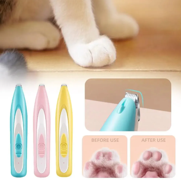 Picture of Pet Electric Clipper with LED Light Bamboo Material USB Rechargeable Violet Foot Hair Trimmer for Dogs and Cats CE Certified