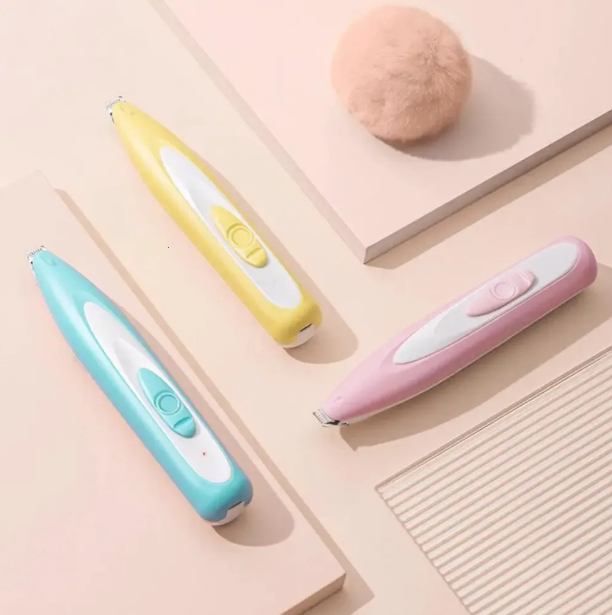 Picture of Pet Electric Clipper with LED Light Bamboo Material USB Rechargeable Violet Foot Hair Trimmer for Dogs and Cats CE Certified