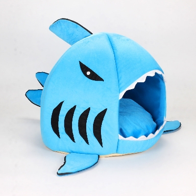 Picture of Washable Shark Pet House Cave Bed For Dog Cat With Removable Cushion And Waterproof Bottom Pet House