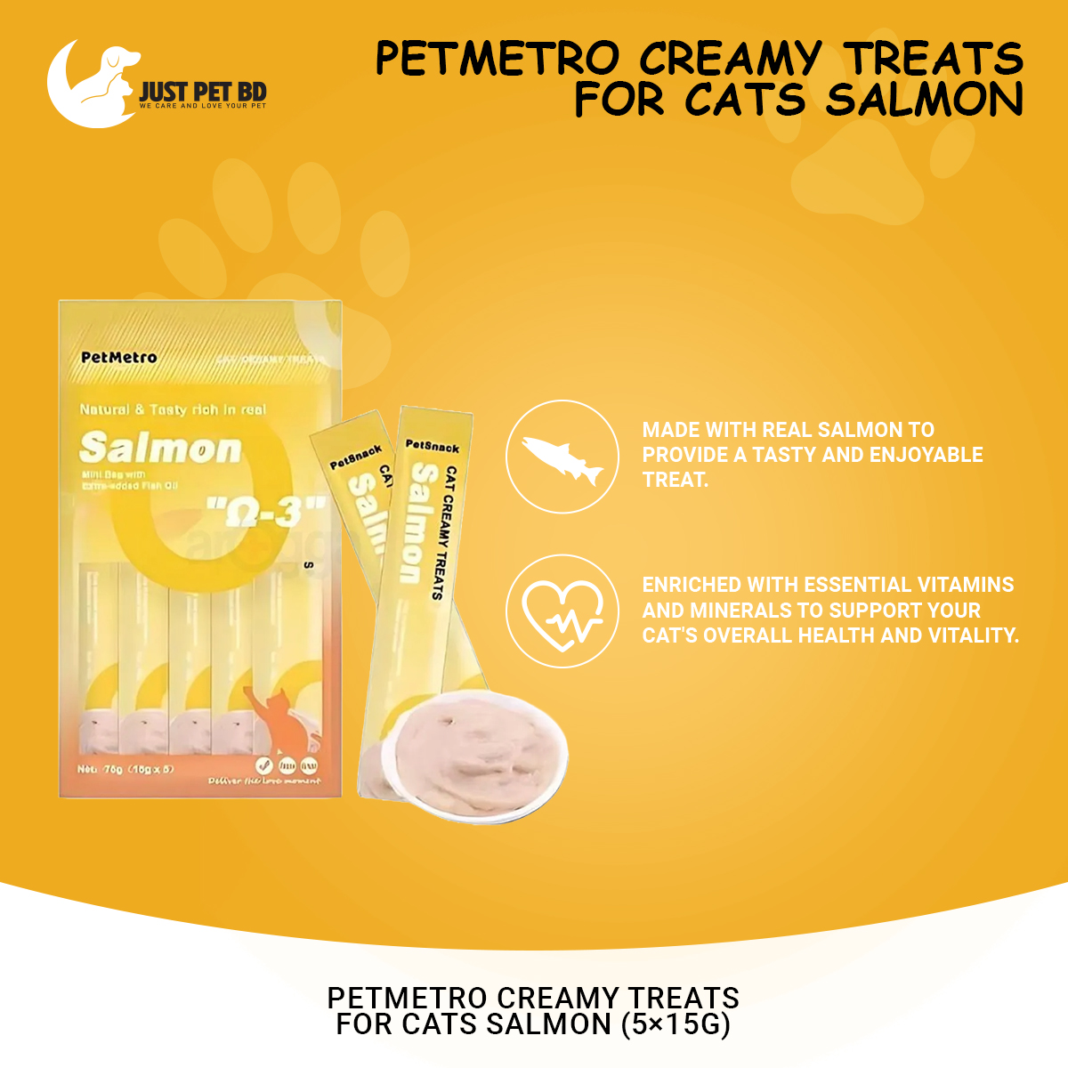 Picture of PetMetro Creamy Treats for Cats Salmon (5×15g)