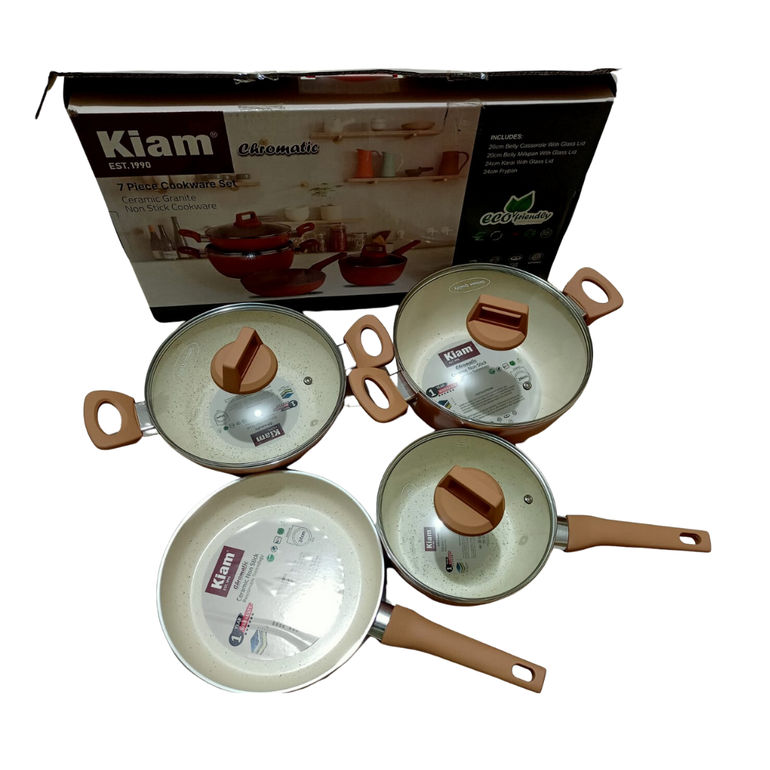 Picture of kiam Non-Stick CERAMIC  7 Pcs Set INDUCATION BOTTOM With Free Fry Pan