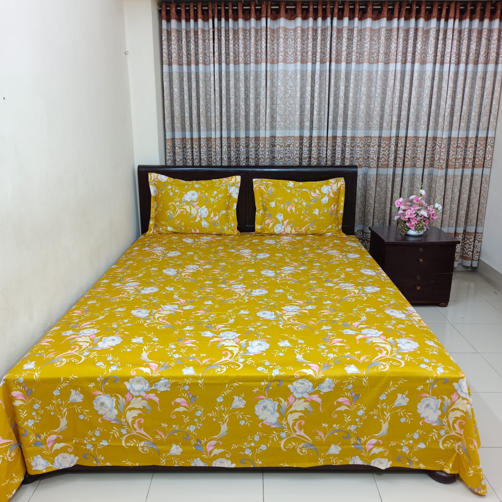 Picture of Luxury Twill Cotton Bedsheet – King Size – 3Pecs – King Mustered