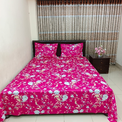 Picture of Luxury Twill Cotton Bedsheet – King Size – 3Pecs – Megenta Royel