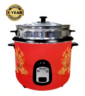 Picture of Kiam SFB-5704 Stainless Steel Non-Stick Double Pot Rice Cooker - 2.8 Liter - Silver and Red