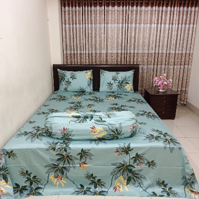 Picture of 30/30 Count Luxury Exclusive Bedsheet – King Size – 4 Pecs Set – Blue Ash Leaf