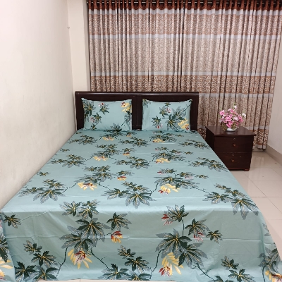 Picture of 30/30 Count Luxury Exclusive Bedsheet – King Size – 3 Pecs Set – Blue Ash Leaf