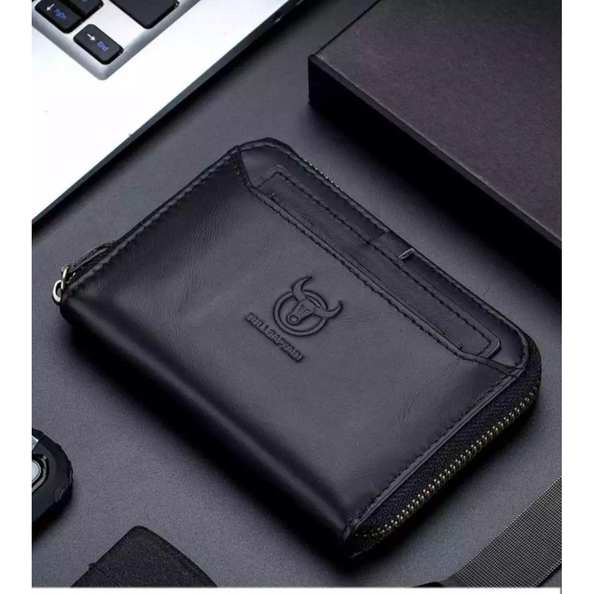 Picture of Bullcaptain Cow Leather Zipper Card Holder Wallet