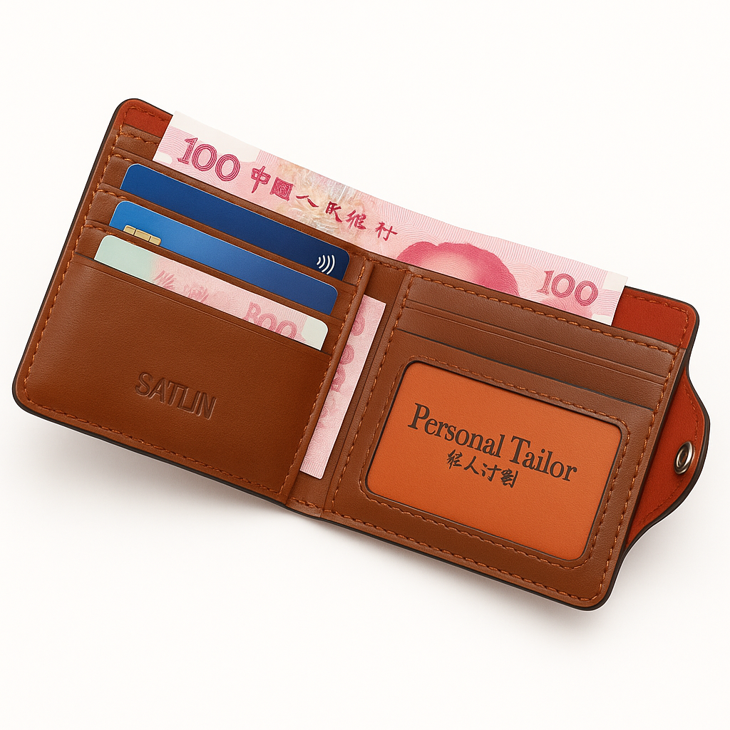 Picture of Compact Leather Card Holder with Zipper - Versatile Wallet for Both Men and Women - Stay Organized in Style