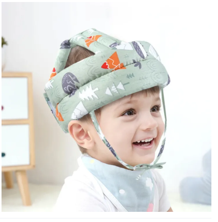 Picture of Baby Safety Helmet Protector Adjustable Harness Head Protector without Bumps Head Cushion Safety Helmet D Leathers -Mulicolor
