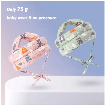 Picture of Baby Safety Helmet Protector Adjustable Harness Head Protector without Bumps Head Cushion Safety Helmet D Leathers -Mulicolor