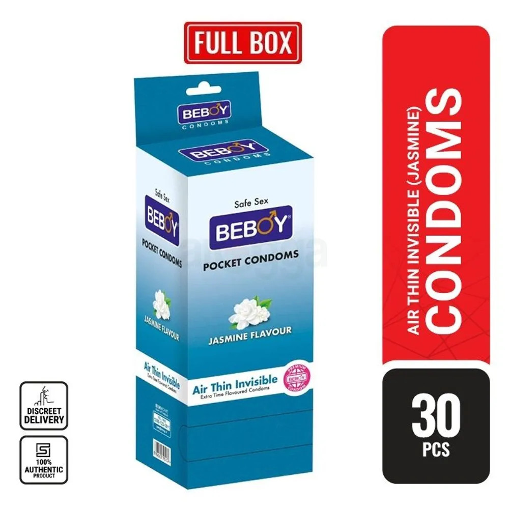 Picture of Beboy Extra Time Air Thin Invisible Condom (Jasmine Flavoured) 3x10 - 30Pcs Full Box(India)
